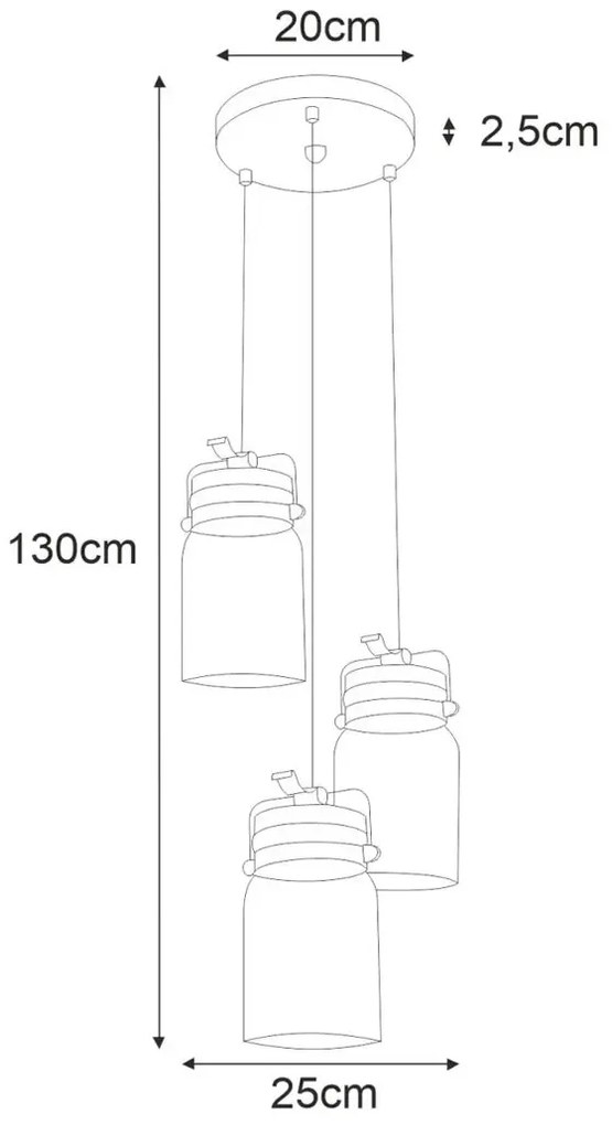 Potrójna lampa wisząca z regulacją wysokości - A780 T8-M96