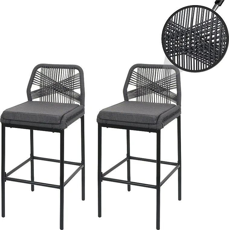 Stołek barowy MCW-O21 (zestaw 2 szt.), antracyt, poduszka ciemnoszara