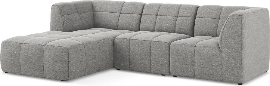 Szary narożnik z materiału bouclé (lewostronny/z szezlongiem) Aloha – Makamii