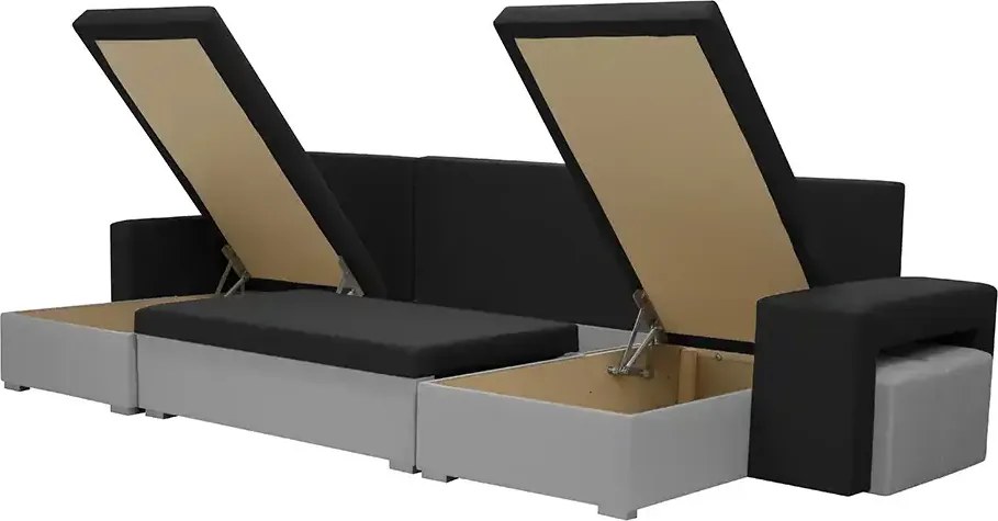 Narożnik U z funkcją spania PETRA2 Szary/Kremowy