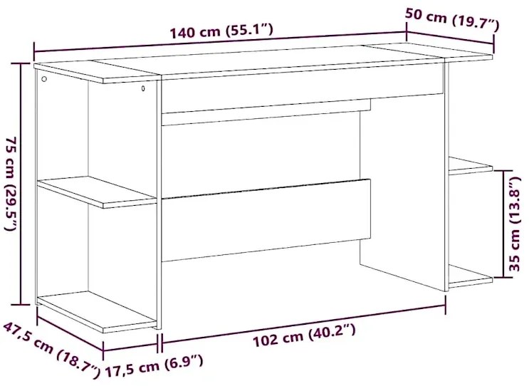 Długie biurko w kolorze brązowego dębu N1-T91