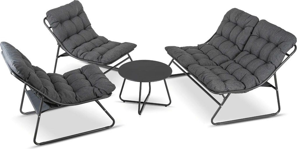 Zestaw mebli ogrodowych dla 4 osób Nivo 058 - sofa, fotele, stolik, kolor szary