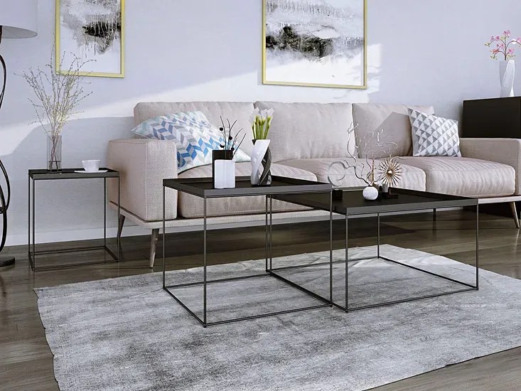 Czarny stolik kawowy w stylu industrialnym - Gondiko 3X