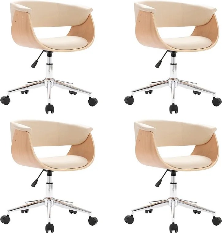 Zestaw 4 Nowoczesnych Komfortowych Obrotowych Krzeseł Jadalnianych w Kremowej Skórze Ekologicznej