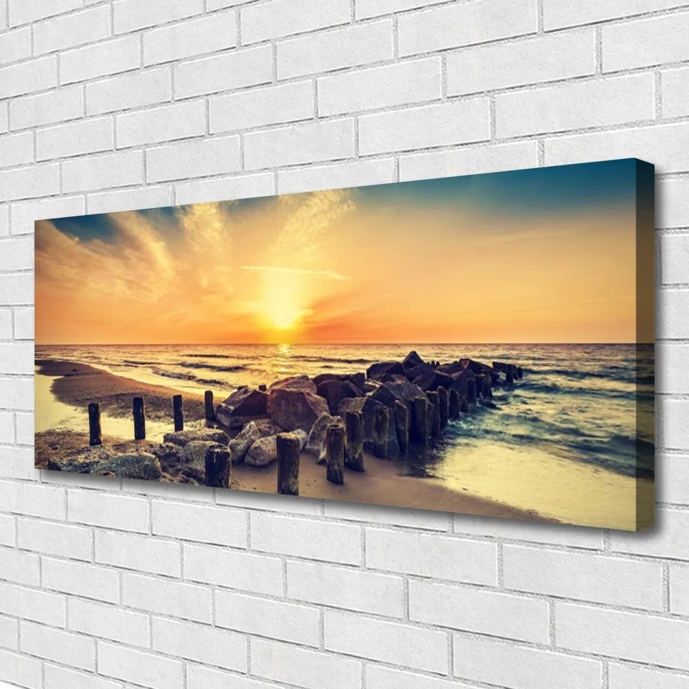 Obraz canvas Zachód Słońca przy Falochronie