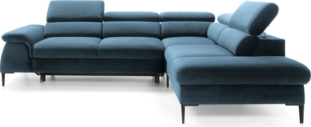 Granatowy nowoczesny narożnik z zagłówkami do salonu Z7-H48