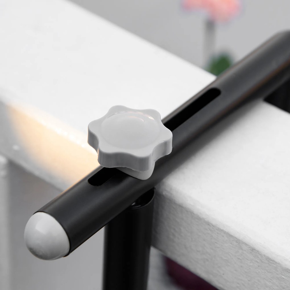 Składany stolik balkonowy Outsunny, regulowany na 4 poziomach, z metalu, odporny na warunki atmosferyczne, 60x40 cm, czarny