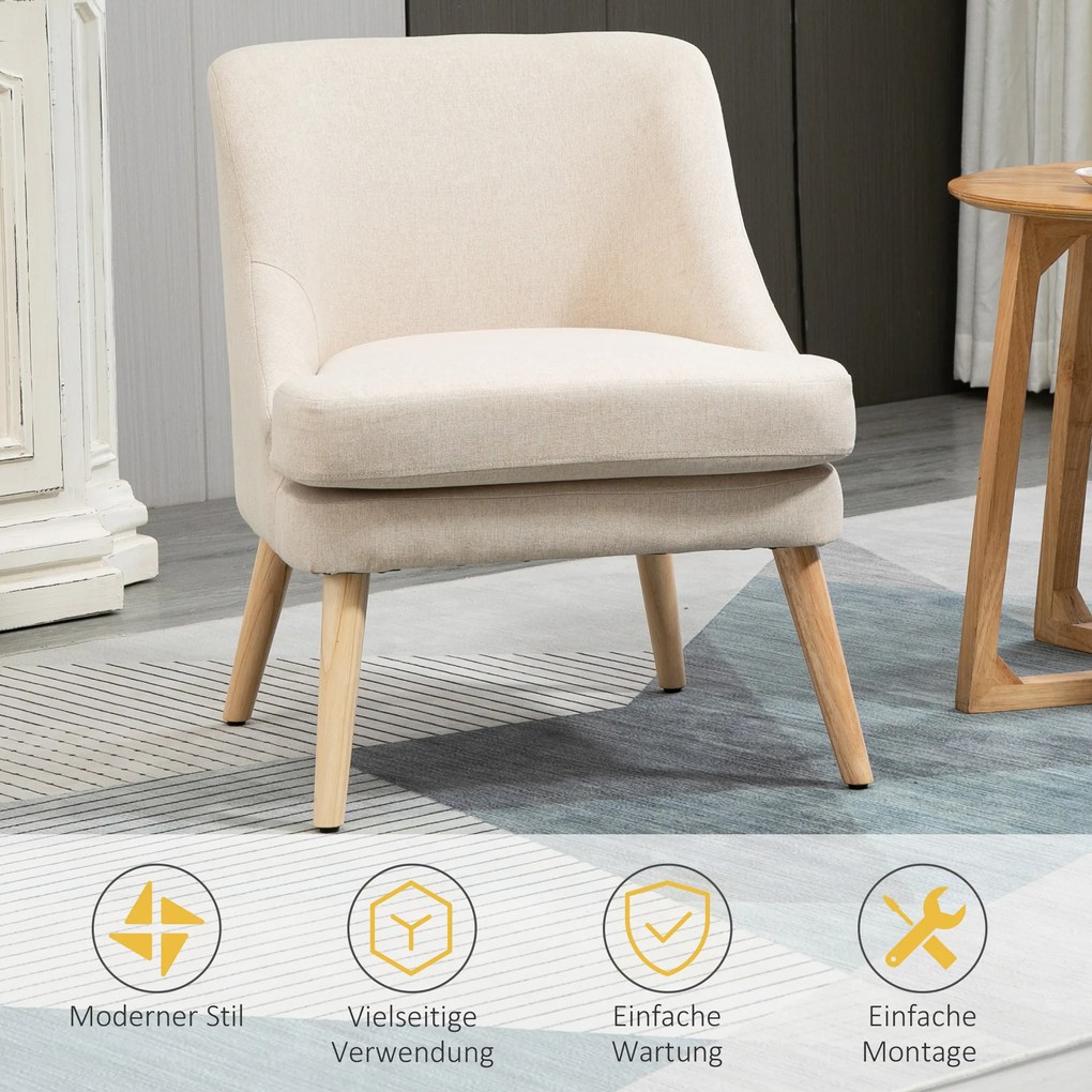 HOMCOM Krzesło do jadalni, nowoczesny design, len, 63 x 69 x 79,5 cm