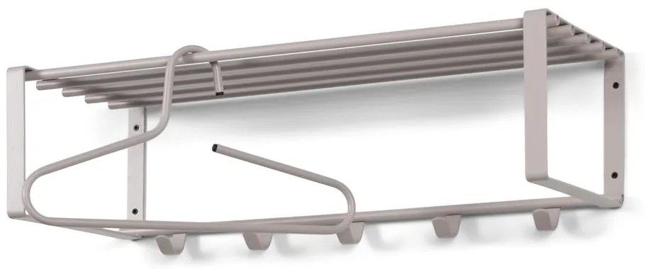 Szarobeżowy metalowy wieszak ścienny z półką Rex – Spinder Design