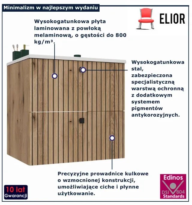 Wisząca szafka z umywalką 60 cm dąb evoke S1-A00