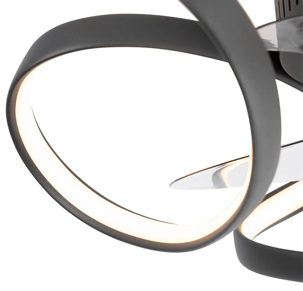 Czarny Wentylator sufitowy z lampą z LED i pilotem - MandyDesignerski Oswietlenie wewnetrzne