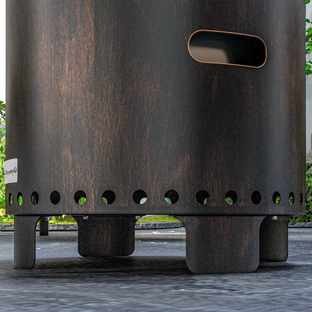 Outsunny Misa ogrodowa palenisko duży kosz na ogień, odporny na warunki atmosferyczne, 45 x 45 x 42 cm, czarny + brąz