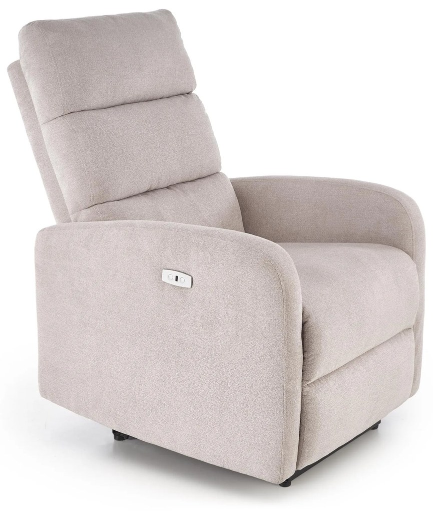 Fotel wypoczynkowy elektryczny rozkładany z masażerem beżowy CARINIO