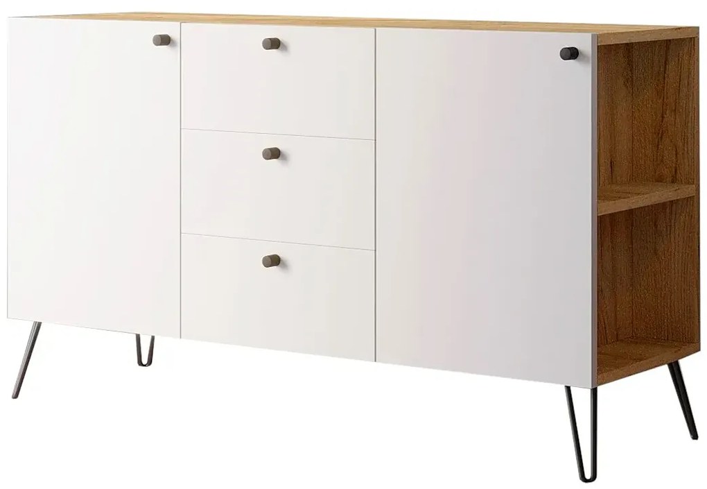 Lewostronna komoda w stylu industrialnym dąb craft + biały - Zorina 6X