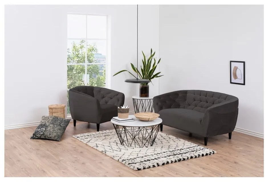Ciemnoszara aksamitna sofa Actona Ria, 150 cm