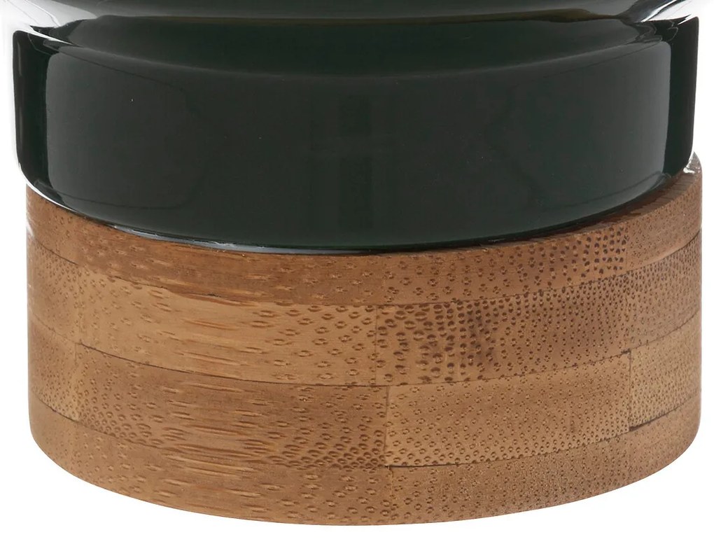 Ceramiczna doniczka na bambusowej podstawie, wys. 15 cm