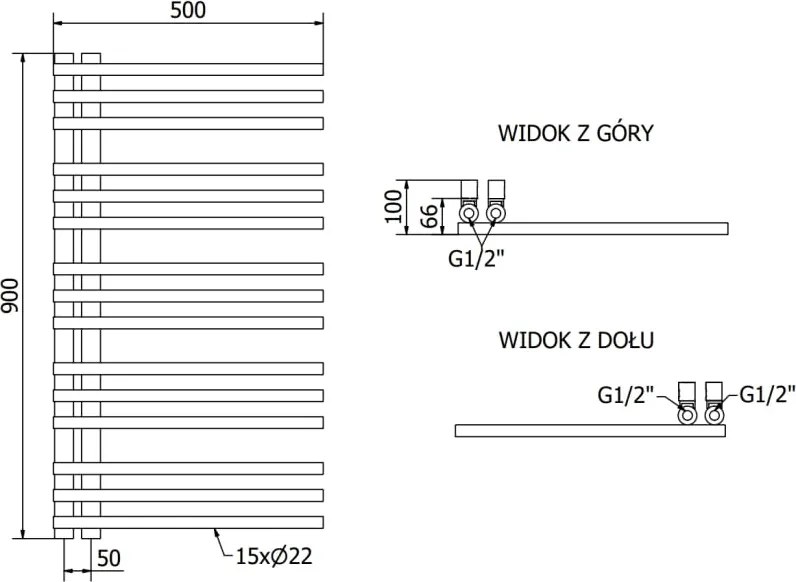 Mexen Neptun grzejnik łazienkowy dekoracyjny 900 x 500 mm, 291 W, chrom - W101-0900-500-00-01