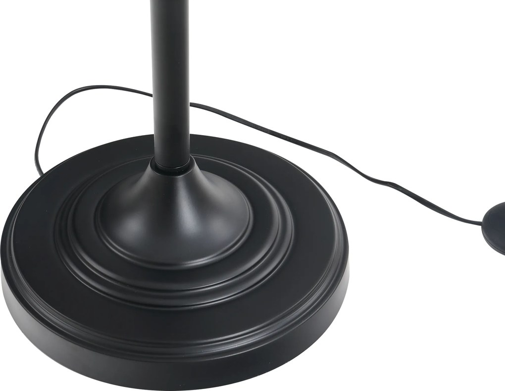 Zestaw 3 lamp HOMCOM: 2 lampy stołowe (ø38 x 158H cm) + 1 lampa stojąca (ø30 x 62H cm), metal, PS, poliester, bawełna, styl vintage, czarny+biały