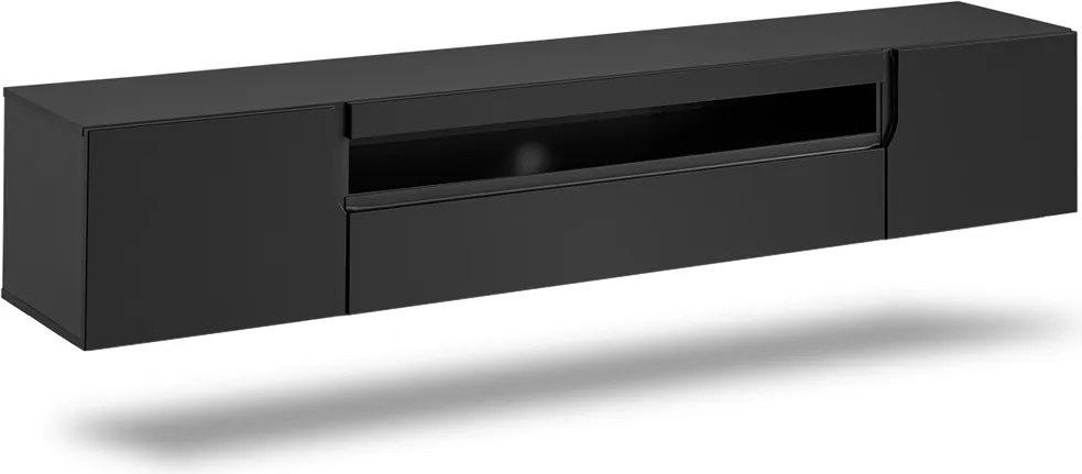Szafka RTV wisząca Loftia 200 cm z wnęką - czarny mat