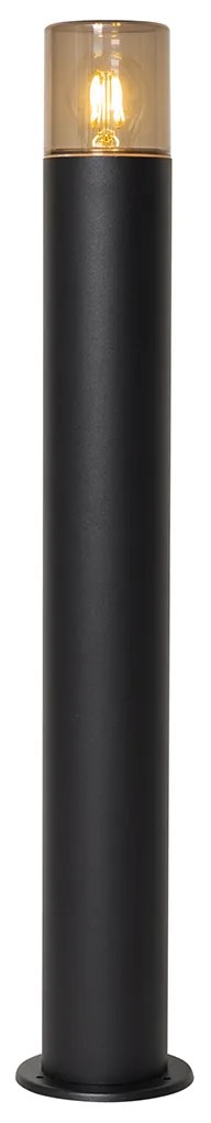 Zewnetrzna Lampa stojąca zewnętrzna czarna z kloszem w kolorze dymnym 70 cm - Odense Nowoczesny Oswietlenie zewnetrzne