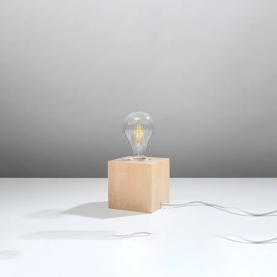 Lampy biurkowe skandynawski Zxina, drewno - 1 źródło światła 4000K - L.10 x H.10 cm - naturalne drewno