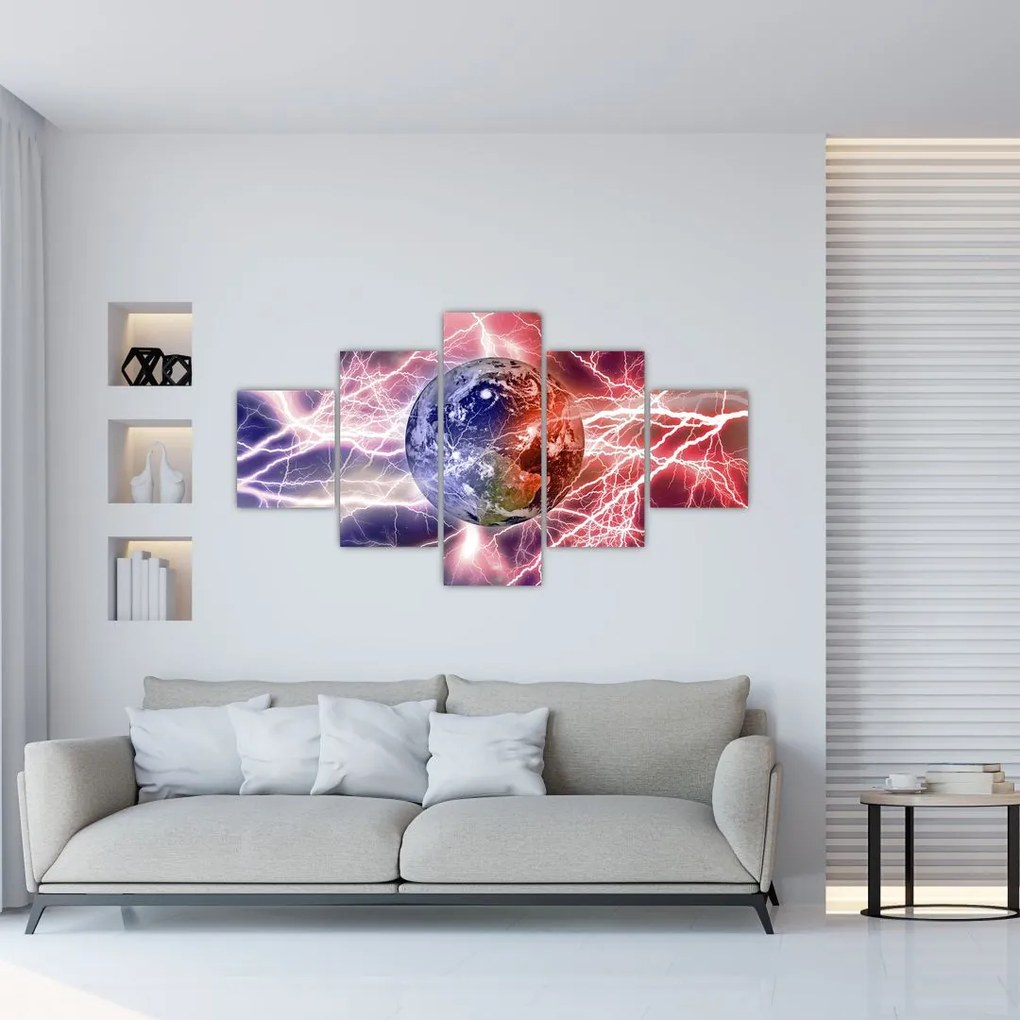 Obraz - Kula ziemska pod prądem (125x70 cm)