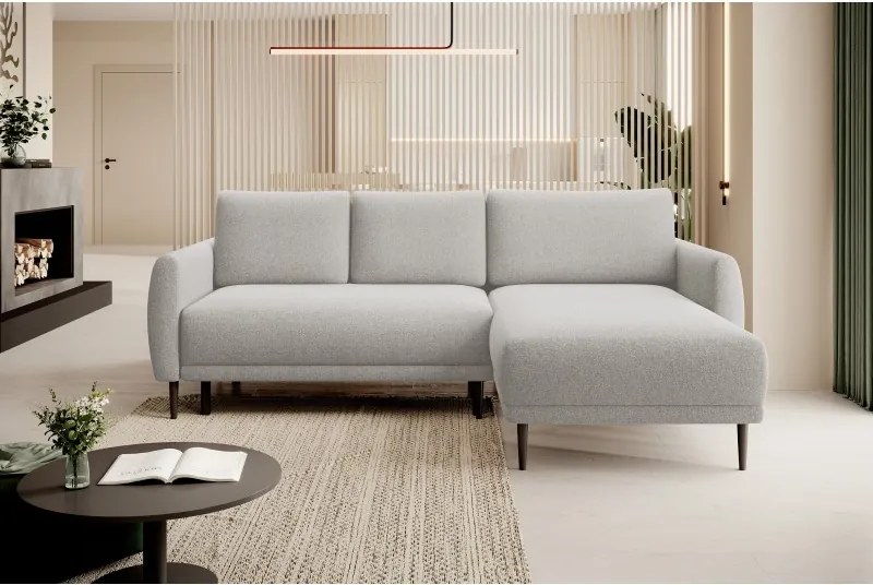 Narożnik BONO z funkcją spania Drewniane nóżki Eleganckie podłokietniki Głębokie siedzisko Prawa strona Barrel 03