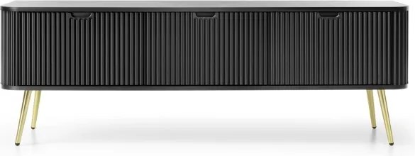 ZURI Szafka RTV-168 czarna | złote nogi