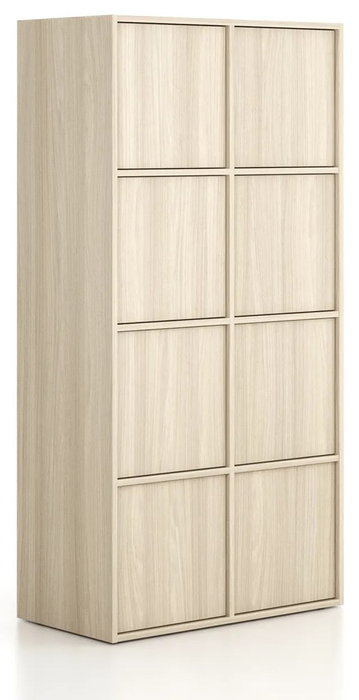 Szafka biurowa FRAME, 8x drzwi, 872 x 450 x 1735 mm, PUSH-lock, dąb naturalny