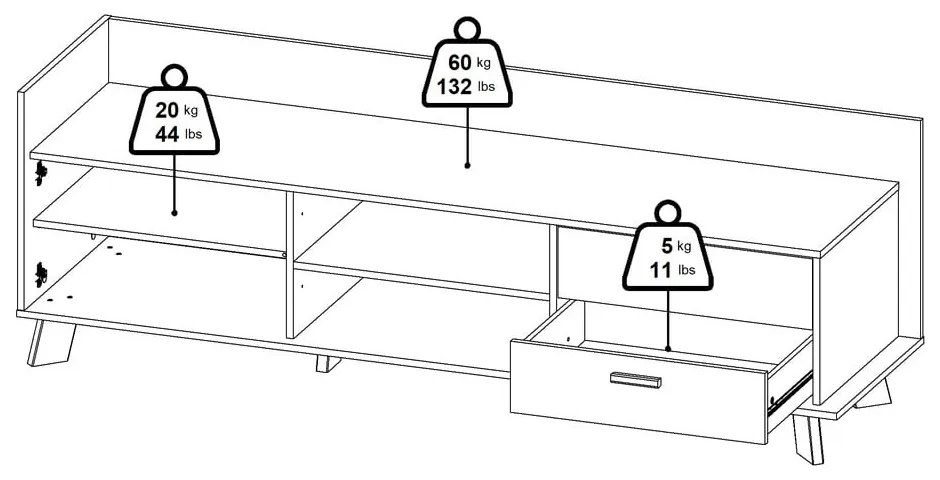 Biało-naturalna szafka pod TV w dekorze dębu 182x62x51 cm Ikast – Tvilum