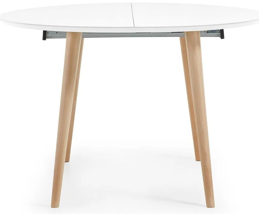 Biały rozkładany stół z białym blatem ø 120 cm Oqui – Kave Home