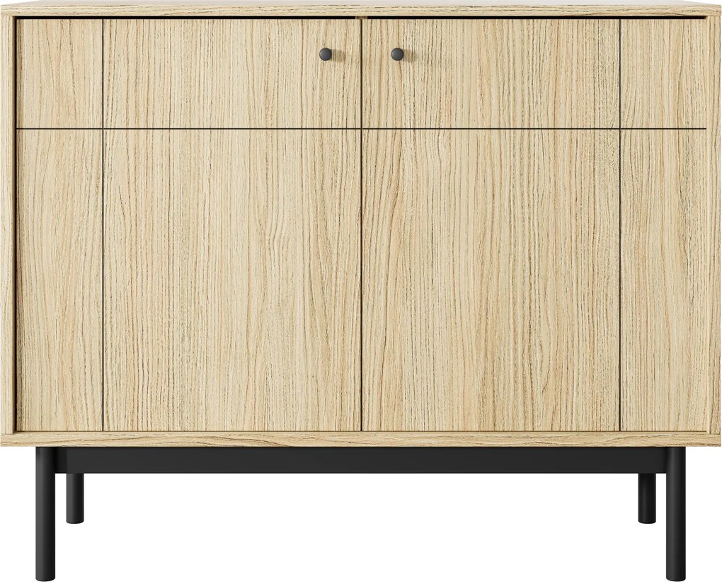 Dwudrzwiowa komoda loftowa Japandi K104, dąb linea