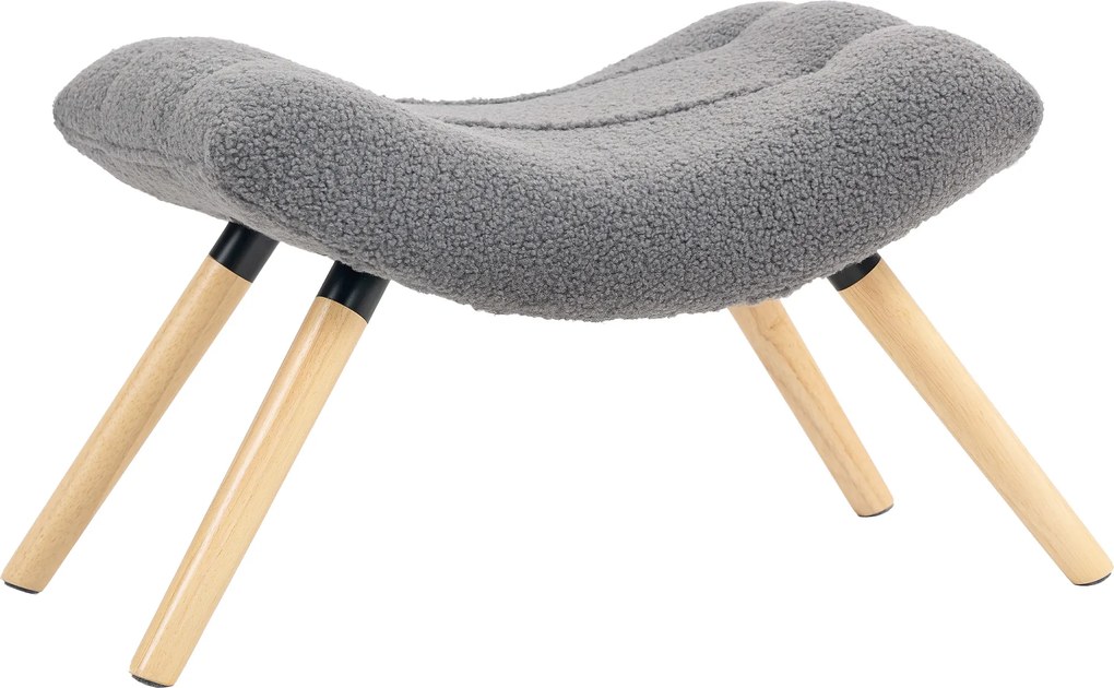 HOMCOM Nowoczesny podnóżek z materiałem Fleece i drewnianymi nogami, tapicerowany, do salonu, sypialni, korytarza, Ciemnoszary