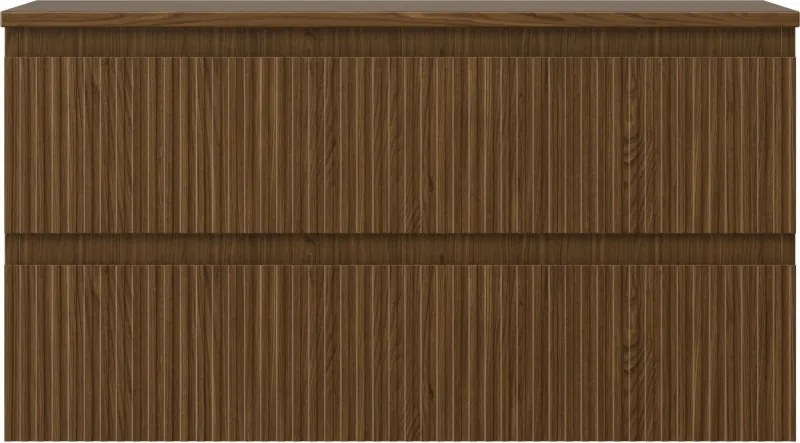 Mexen Rivel szafka łazienkowa podumywalkowa 90 cm z blatem, 2 szuflady, ryflowana , orzech - 91A20-09047-2-BFFC86