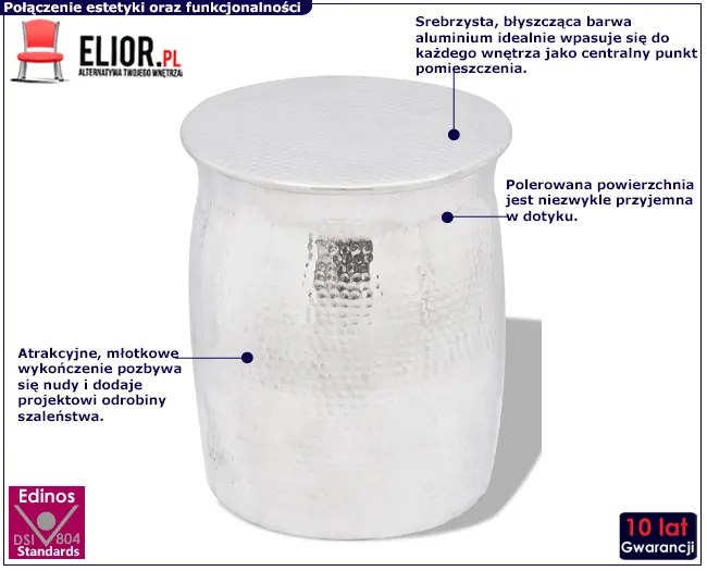 Stolik kawowy z młotkowanego aluminium - Nivelen