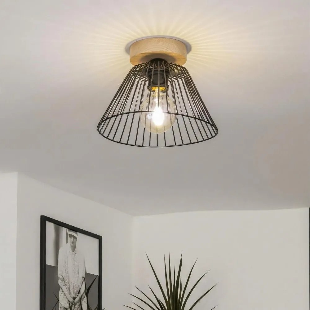 Brilagi - LED Przysufitowy żyrandol CERIA WIRE 1xE27/40W/230V śr. 30 cm czarny/dąb