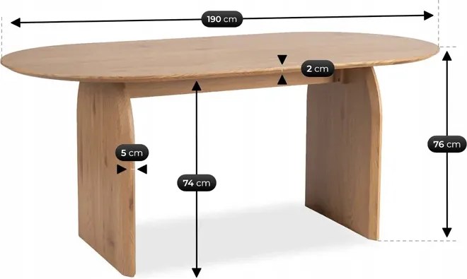 Stół Owalny TINO 190 cm Dąb Nowoczesny