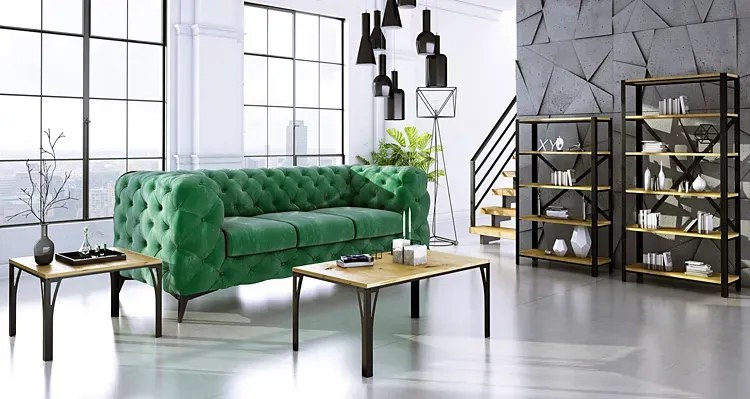 Loftowy regał na książki czarny + dąb artisan K6-K35