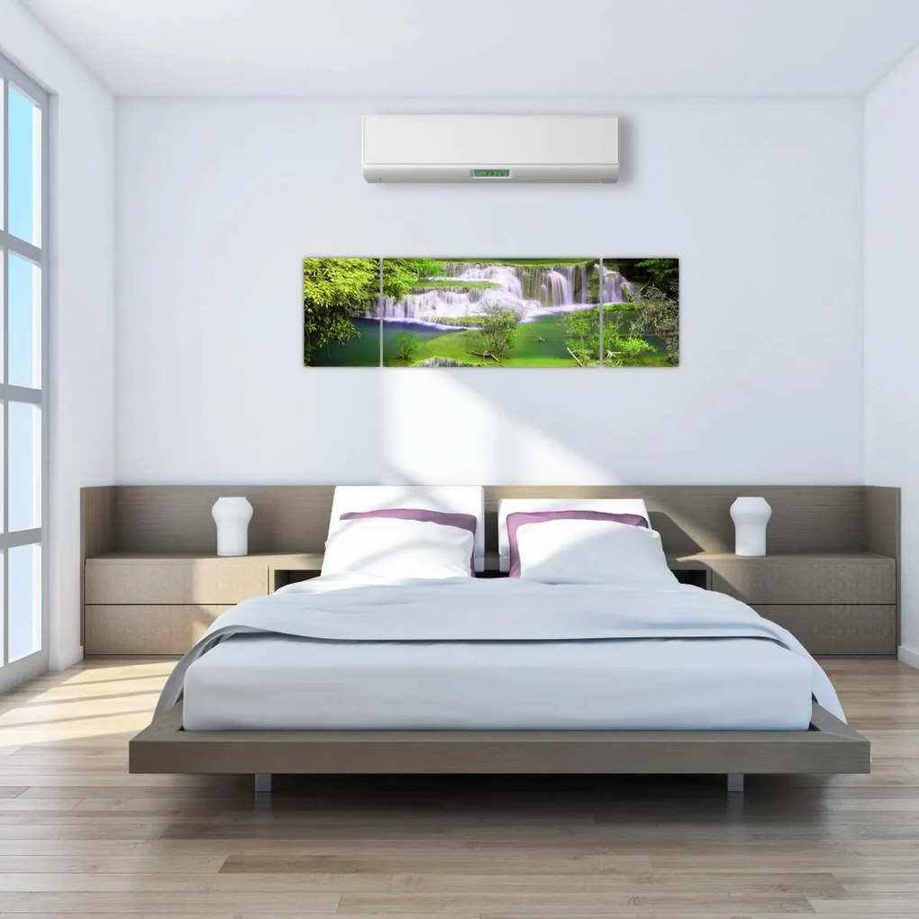 Obraz - Wodospady Huay Mae Khamin, Kanchanaburi, Tajlandia (170x50 cm)