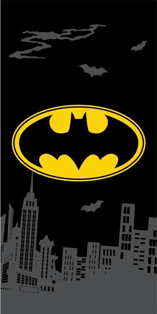 Czarny bawełniany ręcznik dziecięcy 70x140 cm Batman "The Emblem" – Jerry Fabrics