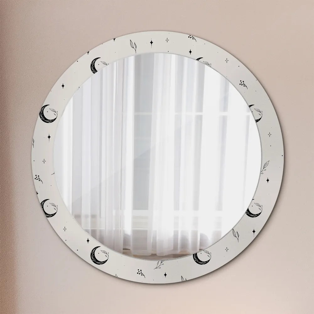 Lustro dekoracyjne okrągłe Doodle rośliny kwiatowe