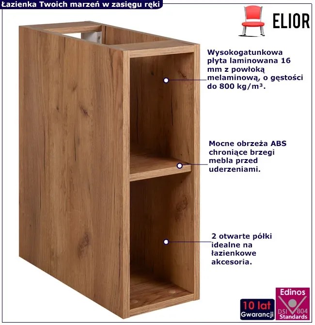 Łazienkowa półka20 cm dąb craft złoty S0-G54