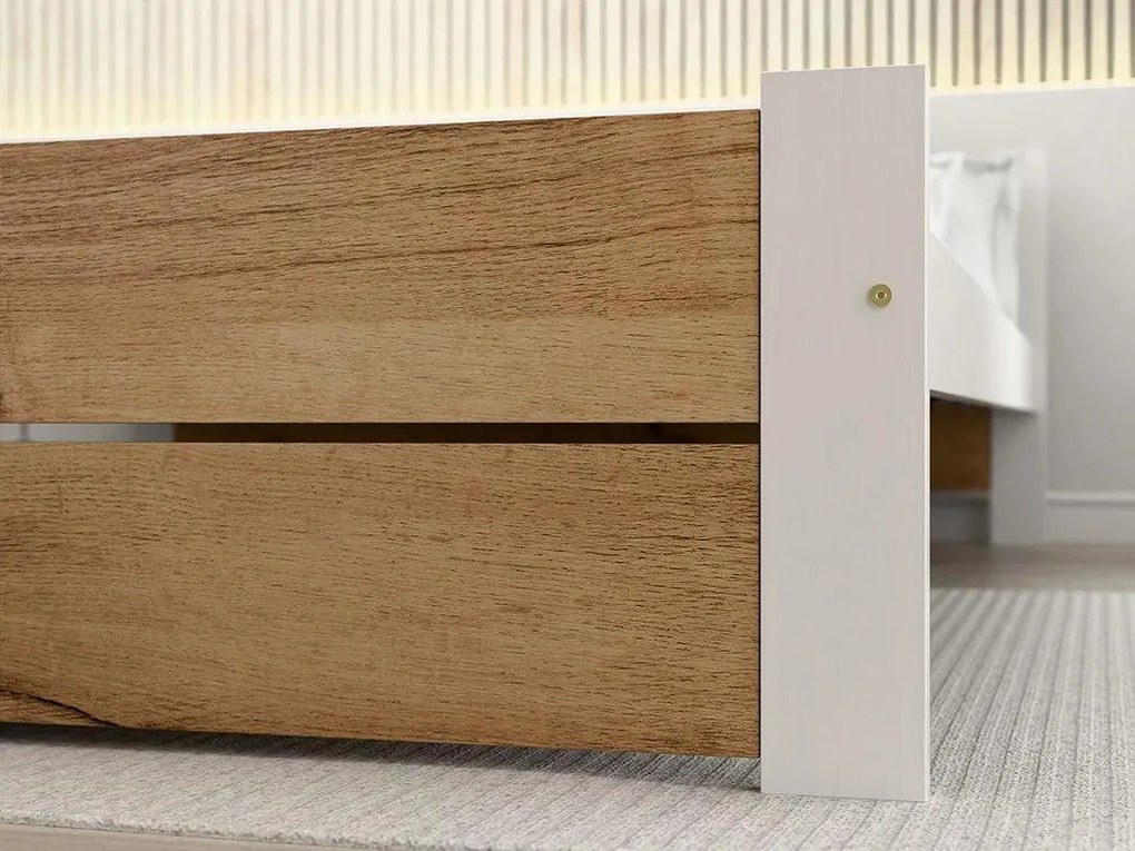 Łóżko IKAROS DOUBLE 80 x 200 cm, biały/dąb artisan Materac: Materac Coco Maxi 20 cm