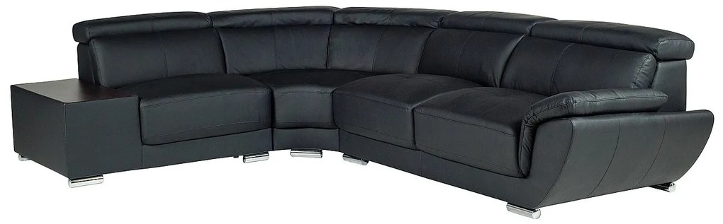 Kanapa narożna ze skóry NAHIA - Czarny - Narożnik lewostronny