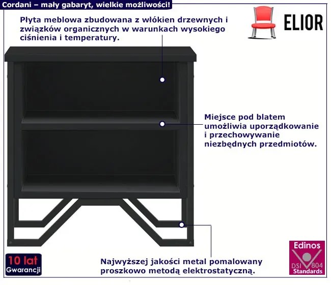 Czarna szafka nocna w stylu loft - Arobello