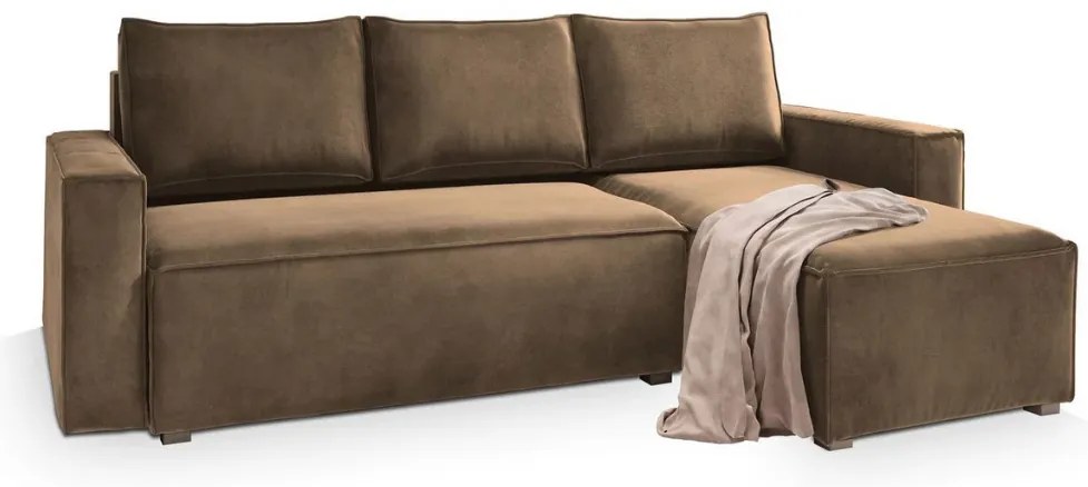 Rozkładana narożna sofa CAVELO, jasnobrązowa, uniwersalna