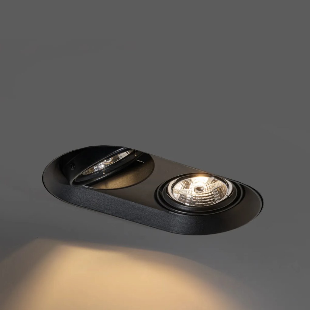 Zestaw 6 zaokrąglonych reflektorów wpuszczanych czarnych GU10 70mm 2-punktowe - Hubs