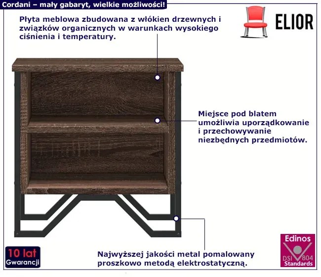 Stojąca szafka nocna z 2 szufladami brązowy dąb - Arobello