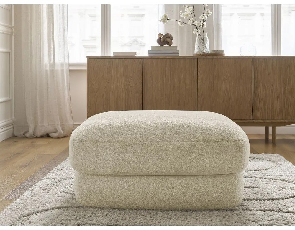 Beżowy podnóżek z materiału bouclé Leonore – Bobochic Paris