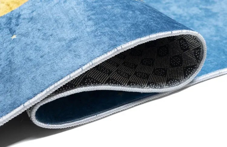 Niebieski dywan dziecięcy z kosmonautą na deskorolce D2-G98